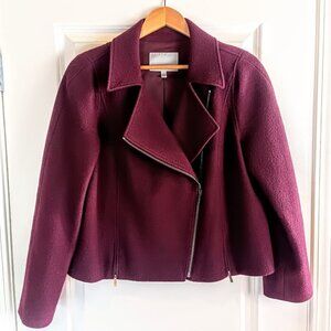 Classiques Entier Burgundy Red Wool Moto Jacket Blazer